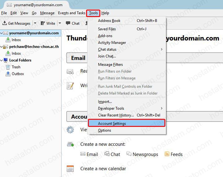 mozilla thunderbird windows 10 tools menu