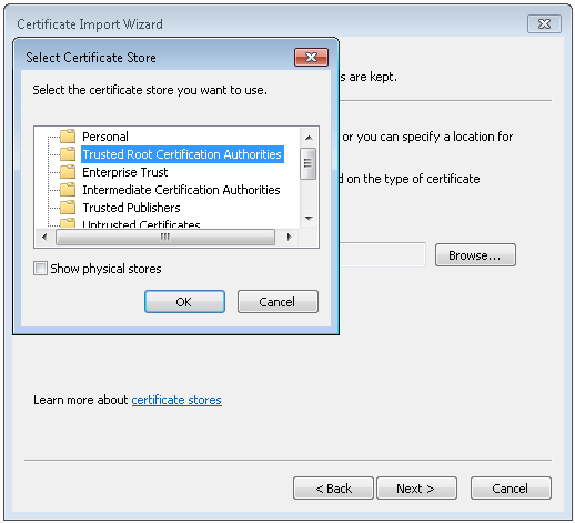 Select Certificate Store