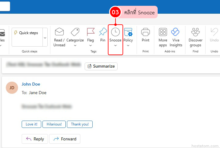 How to Snooze Emails in Outlook Web