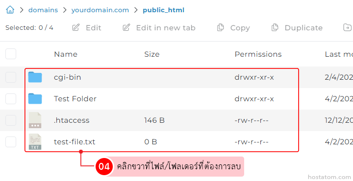 File manager: folders cgi-bin and Test Folder, files .htaccess and test-file.txt listed with permissions and dates.