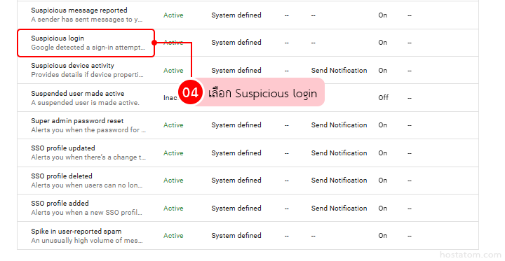 How to enable login alerts in google workspace