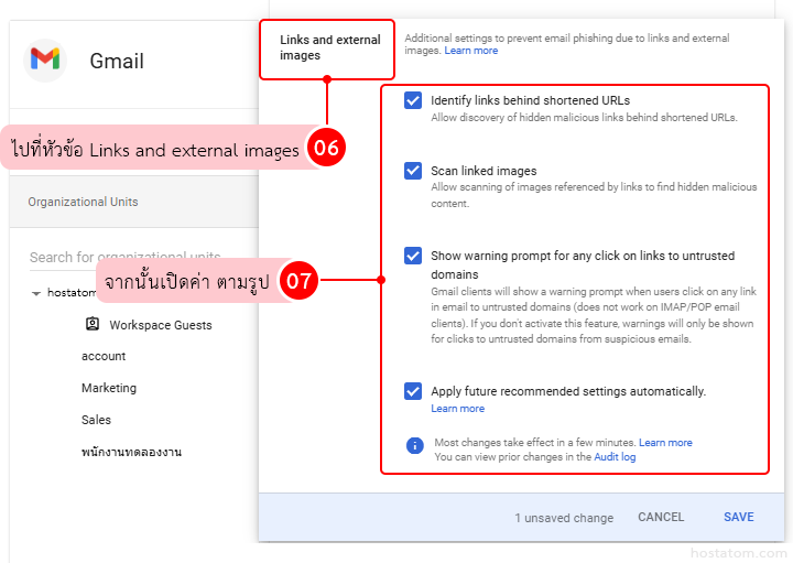 How to enable warning banners in gmail to prevent phishing and suspicious links