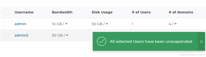 วิธียกเลิกการระงับบัญชี administrator DirectAdmin สำเร็จ