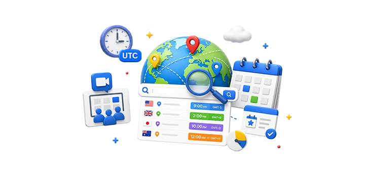 Search time zone by city or country name