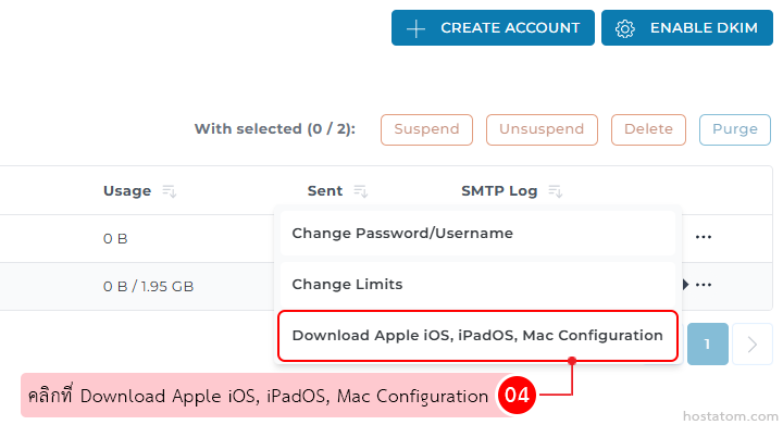 Dropdown menu option: Download Apple iOS, iPadOS, Mac Configuration (highlighted)